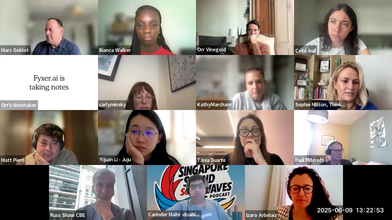 A screenshot of the online event as a gallery of different photos or various attendees and speakers