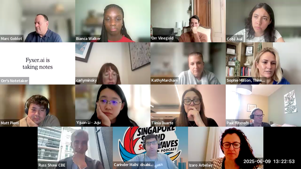 A screenshot of the online event as a gallery of different photos or various attendees and speakers